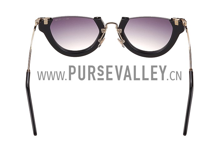 Miu Miu Rounded Cut Off Cat-Eye Black Sunglasses 308040