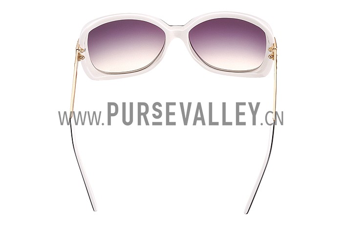 Hermes Studded Carriage Detail White Frame Sunglasses 308096