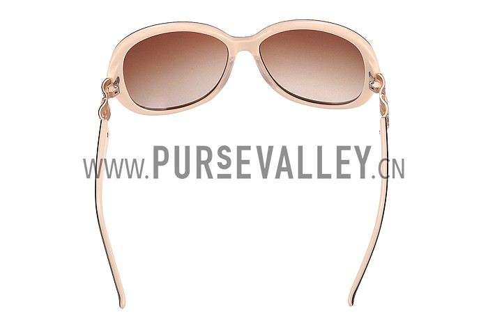 Hermes Oversized Round Frame Beige Sunglasses 308098