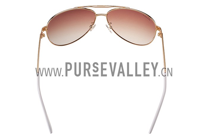 Gucci Signature Logo Gold Frame Brown Lenses Sunglasses 308145