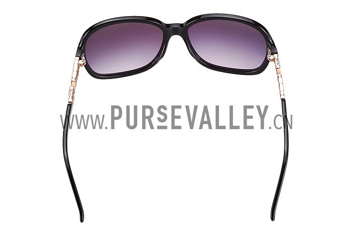 Hermes Large Oversized Black Frame Sunglasses with Metallic Logo 308101