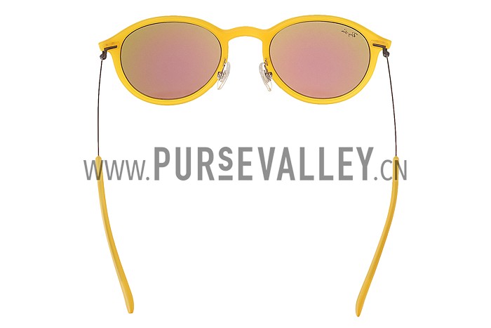 Ray Ban Clubround Yellow Frame Green Mirrored Lenses Sunglasses 308173