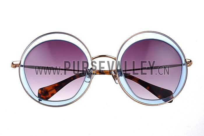 Miu Miu Noir Light Blue Full Circle Round Frames Sunglasses 307884