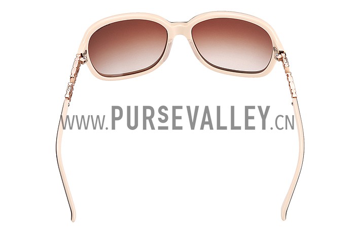 Hermes Large Oversized Beige Frame Sunglasses with Metallic Logo 308102