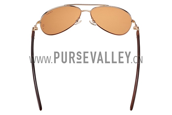 Cartier Panthere Detail Gold Frame Brown Lenses Sunglasses 308131