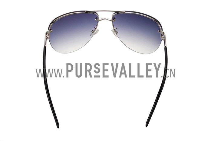 Prada Aviator Silver Frame Black Temples Sunglasses 308230