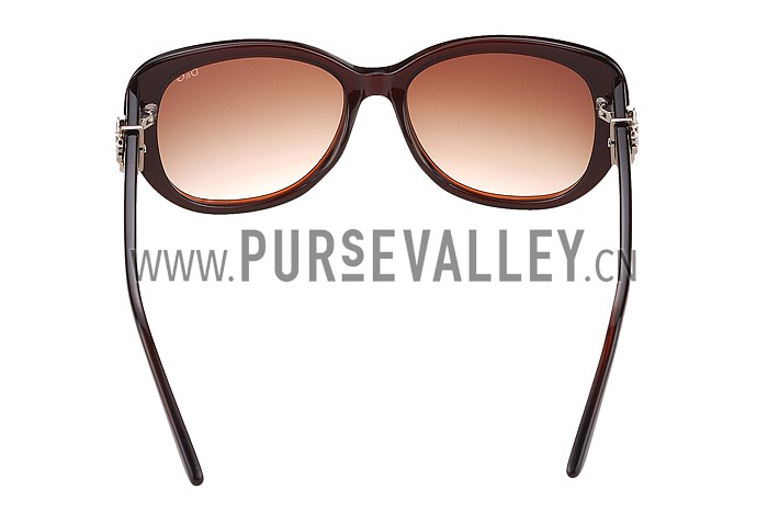 Dolce and Gabbana Brown With Silver Roses Sunglasses 308026
