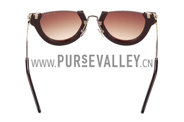 Miu Miu Rounded Cut Off Cat-Eye Brown Sunglasses 308041