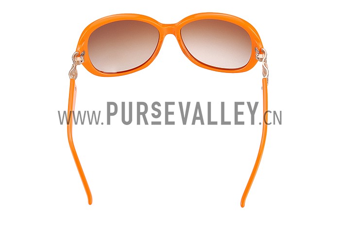 Hermes Oversized Round Frame Orange Sunglasses 308100