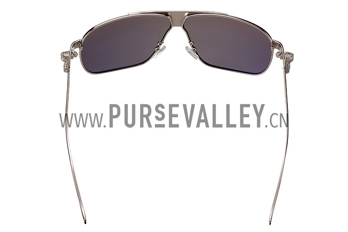 Cartier Screw And Panthere Decor Silver Frames Black Lenses Sunglasses 308136