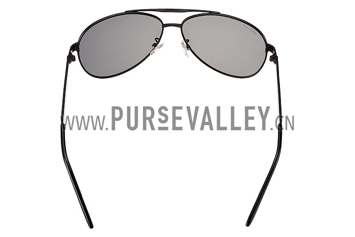 Gucci Signature Logo Black Frame Black Lenses Grey Temples Sunglasses 308147