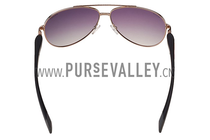 Prada Sporty Linea Rossa Gold Frame Grey Lenses Sunglasses 308156