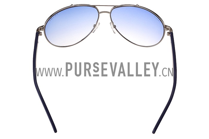 Prada Aviator Silver Frame Blue Lenses Sunglasses 308149