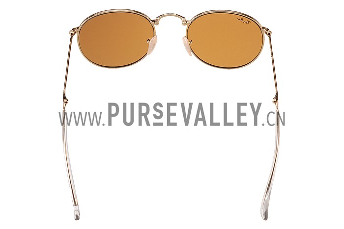 Ray Ban Round Gold Metal Frame Brown Lenses Sunglasses 308158