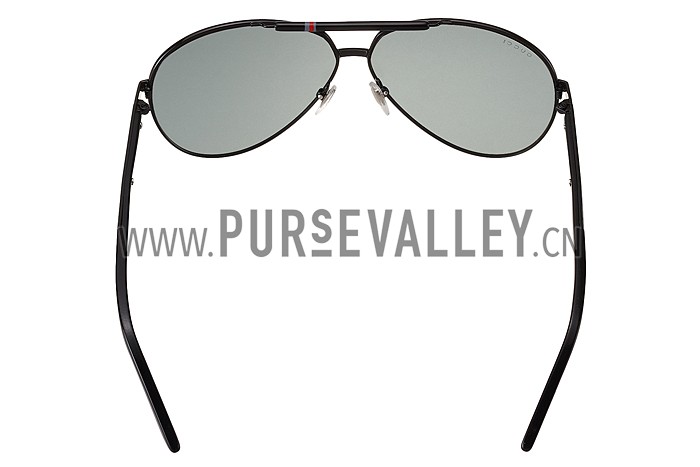 Gucci Aviator Web Detail Black Temple Black Lenses Sunglasses 308140