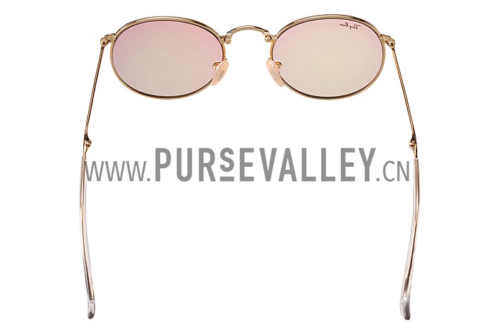 Ray Ban Round Gold Metal Frame Copper Flash Lenses Sunglasses 308159