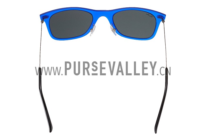 Ray Ban Wayfarer Light-Ray Blue Frame Black Lenses Sunglasses 308163