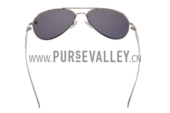 Cartier Panthere Aviator Silver Frame Light Grey Lenses Sunglasses 308187