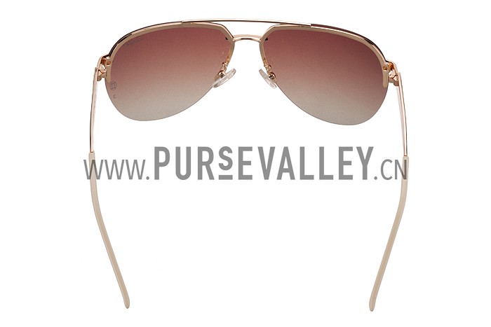 Cartier Wild Panthere Detail Beige Frame Gold Temples Sunglasses 308189