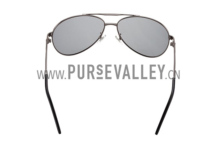 Gucci Aviator Wrap Silver Frame Grey Lens Sunglasses 308211