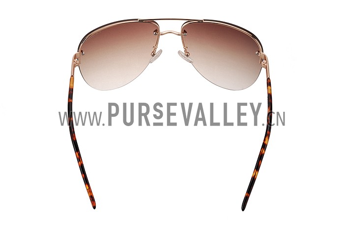 Prada Aviator Gold Frame Tortoiseshell Temples Sunglasses 308229