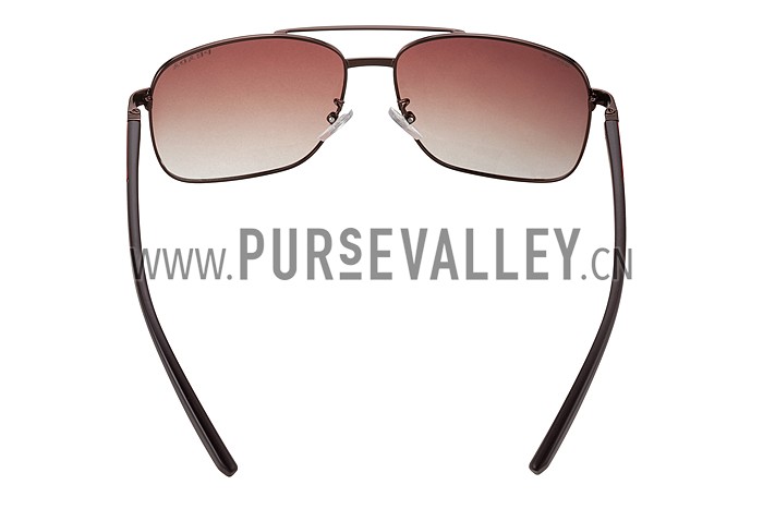 Prada Square Linea Rossa Logo Brown Frame Sunglasses 308219