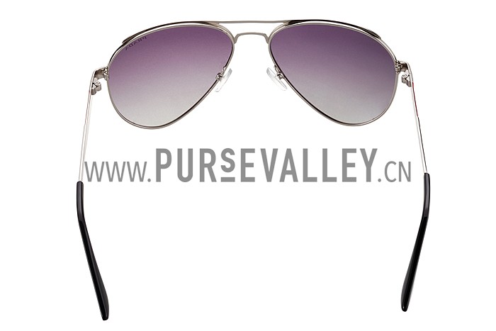 Prada Aviator Linea Rossa Logo Silver Frame Sunglasses 308226