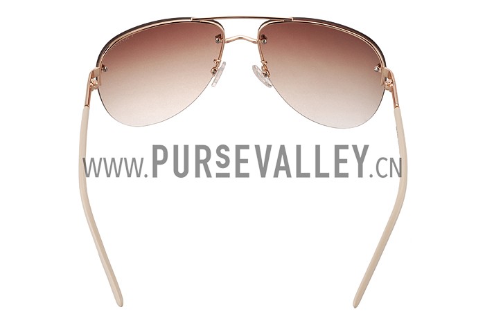 Prada Aviator Gold Frame Beige Temples Sunglasses 308227