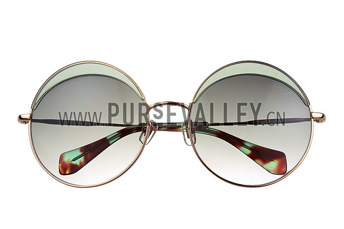 Miu Miu Noir Retro Round Semi-Rimless Light Green Sunglasses 307888