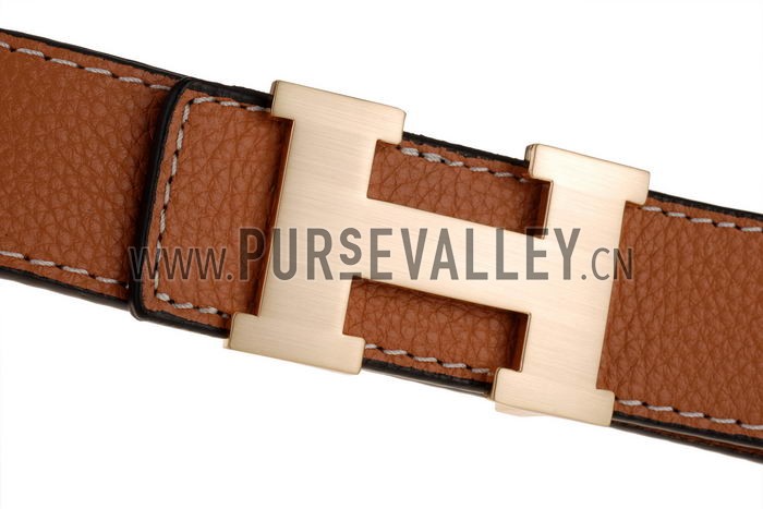 Hermes Orange Belt with Golden H Buckle