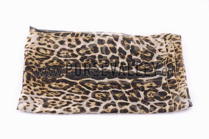 YSL Leopar Print Light Yellow Black Foulard 37924