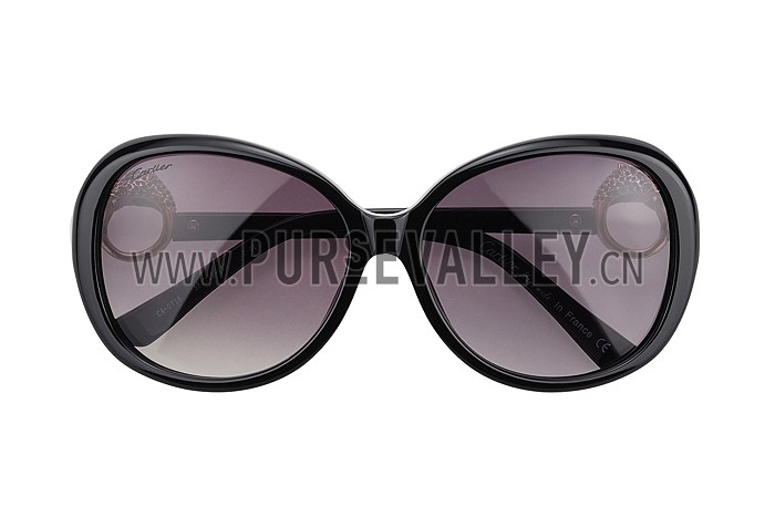 Cartier Panthere Decor Jewelry Black Sunglasses 307781