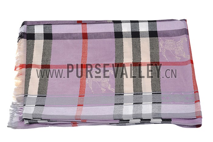Burberry Heritage Check Purple Scarf 607903