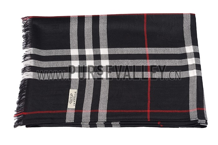 Burberry Check Black And Red Scarf 607957