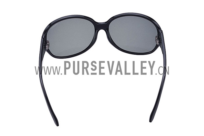 Gucci Oversized Round Leather Dark Blue Sunglasses 307819