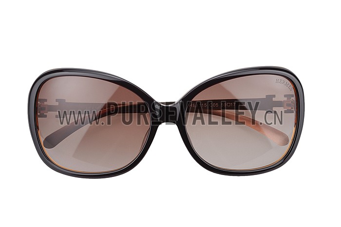 Hermes H Logo Leather Brown Sunglasses 307847