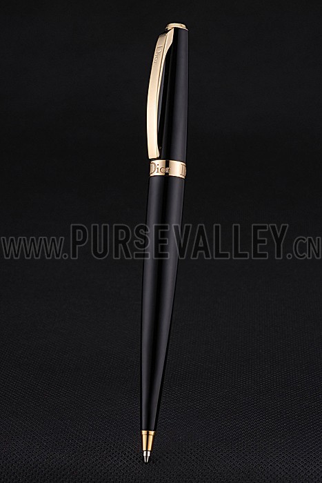 Christian Dior Gold Rimmed Black Ballpoint Pen 622735