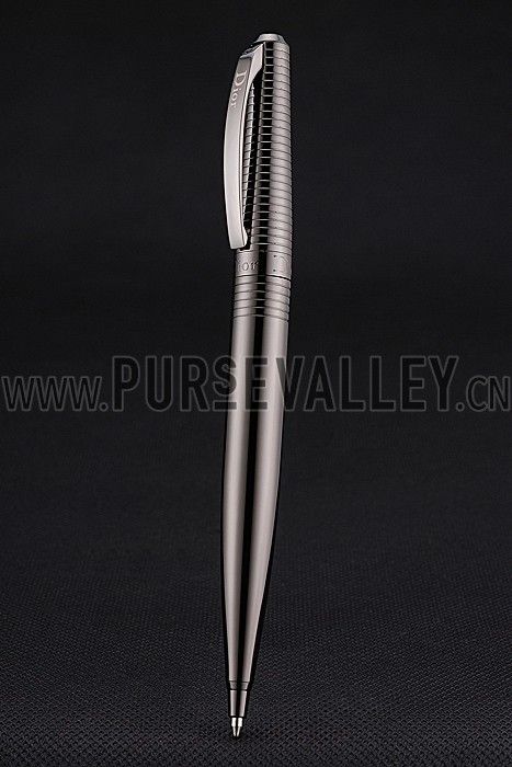Christian Dior Horizontally Grooved Upper Body Dark Grey Ballpoint Pen 622749