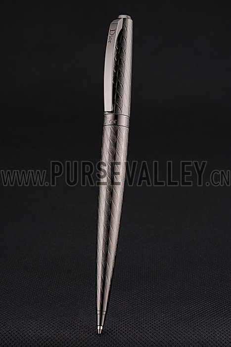 Christian Dior Fully Embossed Wave Pattern Dark Grey Ballpoint Pen 622752