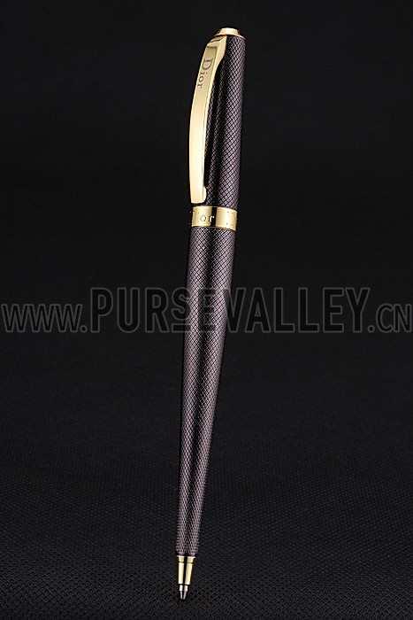 Christian Dior Gold Rimmed Fully Embossed Plum Slim Ballpoint Pen 622755
