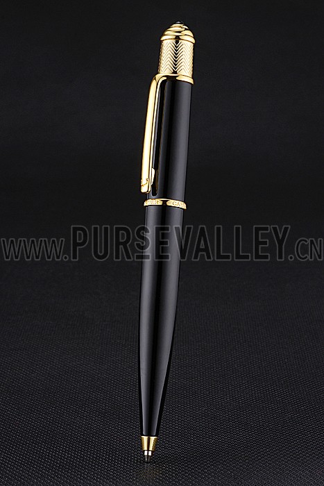 Cartier Gold Rimmed Black Ballpoint Pen 622759