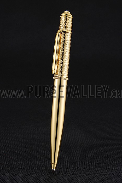 Cartier Gold Embossed Upper Body Gold Ballpoint Pen 622762