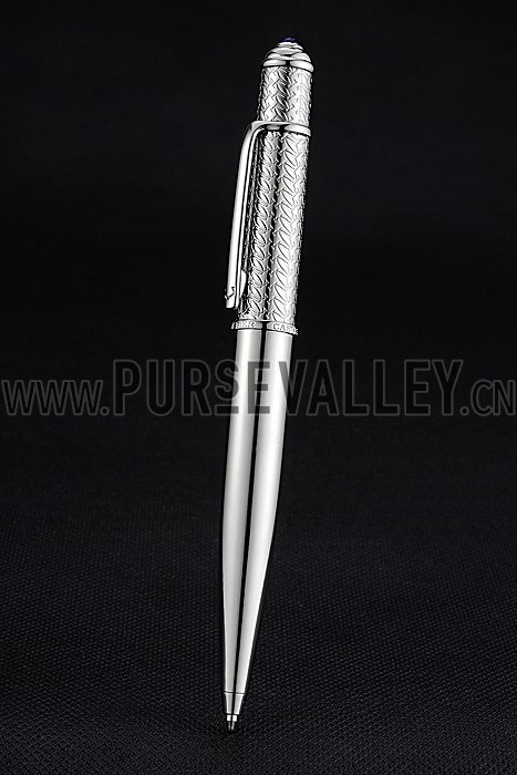 Cartier Silver Embossed Upper Body Silver Ballpoint Pen 622763