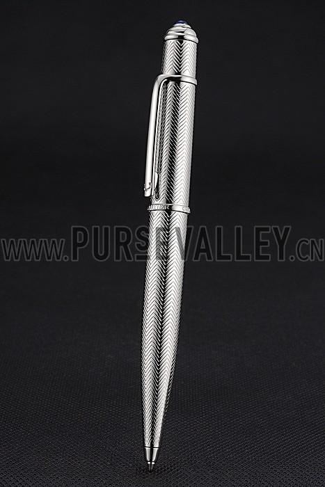 Cartier Fully Wave Patterned Silver Ballpoint Pen 622772