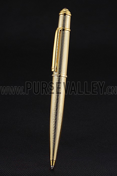 Cartier Fully Wave Patterned Gold Ballpoint Pen 622773