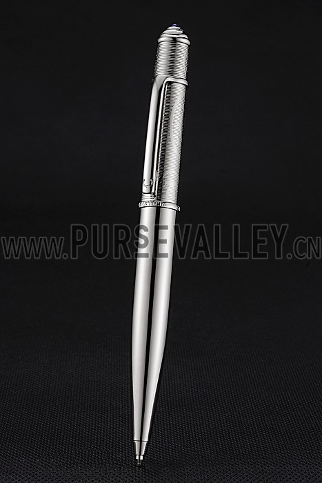 Cartier Upper Body Engraved Silver Ballpoint Pen 622774