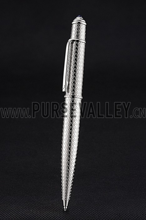 Cartier Fully Grooved Pattern Silver Ballpoint Pen 622776