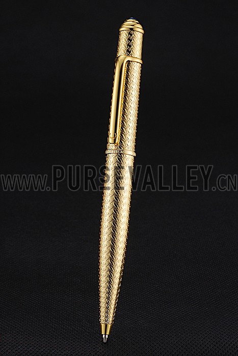 Cartier Fully Grooved Pattern Gold Ballpoint Pen 622777