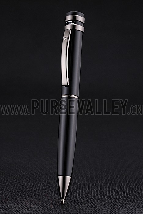 Gucci Dark Grey Rimmed Black Ballpoint Pen 622787