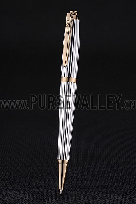Rolex Rose Gold Rimmed Silver Ballpoint Pen 622803